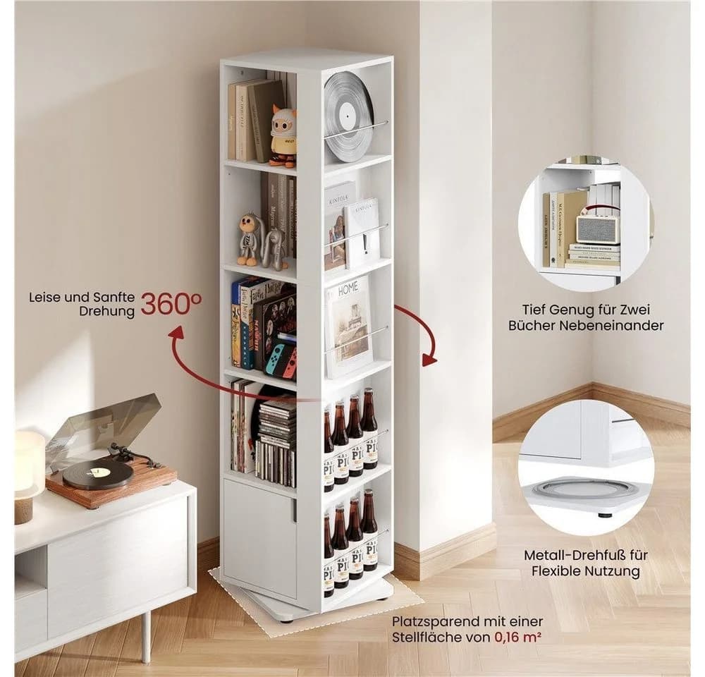 Yaheetech Bücherregal 360° drehbar Weiß 10 Fächer - Bild 5