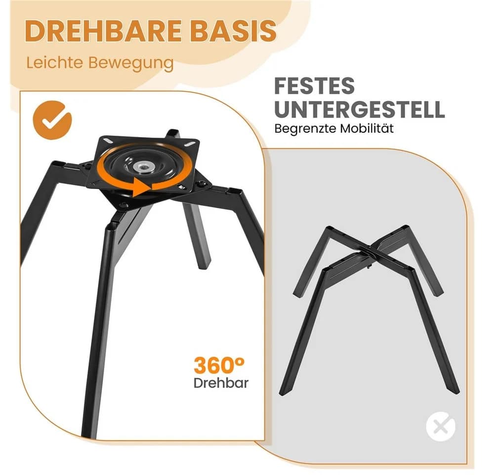 Yaheetech Esszimmerstuhl Polsterstuhl mit Schwenkbarem Sitz 2er Set Weiß - Bild 5