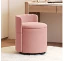 Yaheetech Polsterhocker Rosa 360° drehbar mit Stauraum & Rückenlehne Bild 3
