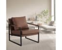 Divit Loungesessel Kunstleder Braun Metallrahmen Bild 1
