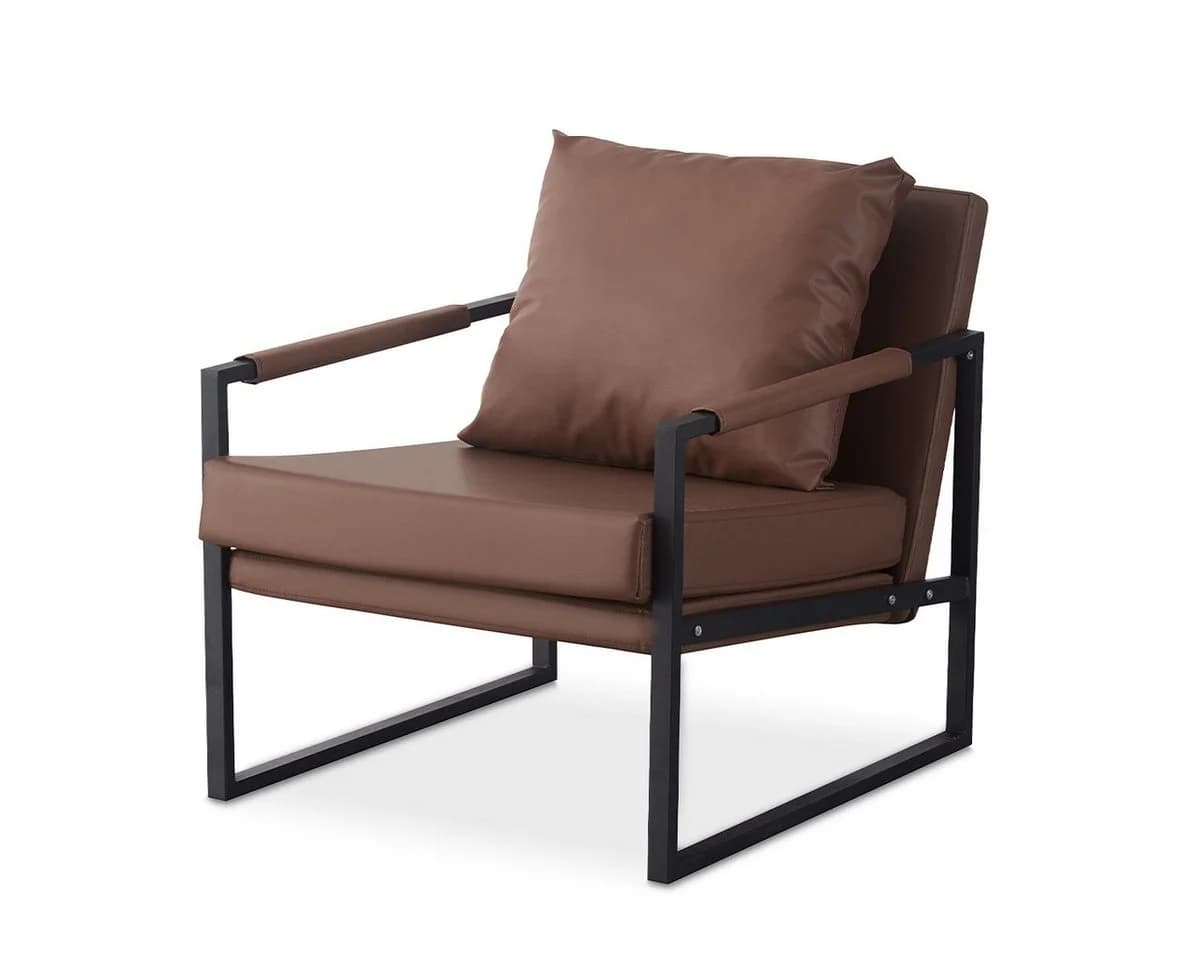 Divit Loungesessel Kunstleder Braun Metallrahmen - Bild 2