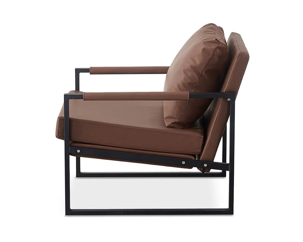Divit Loungesessel Kunstleder Braun Metallrahmen - Bild 3