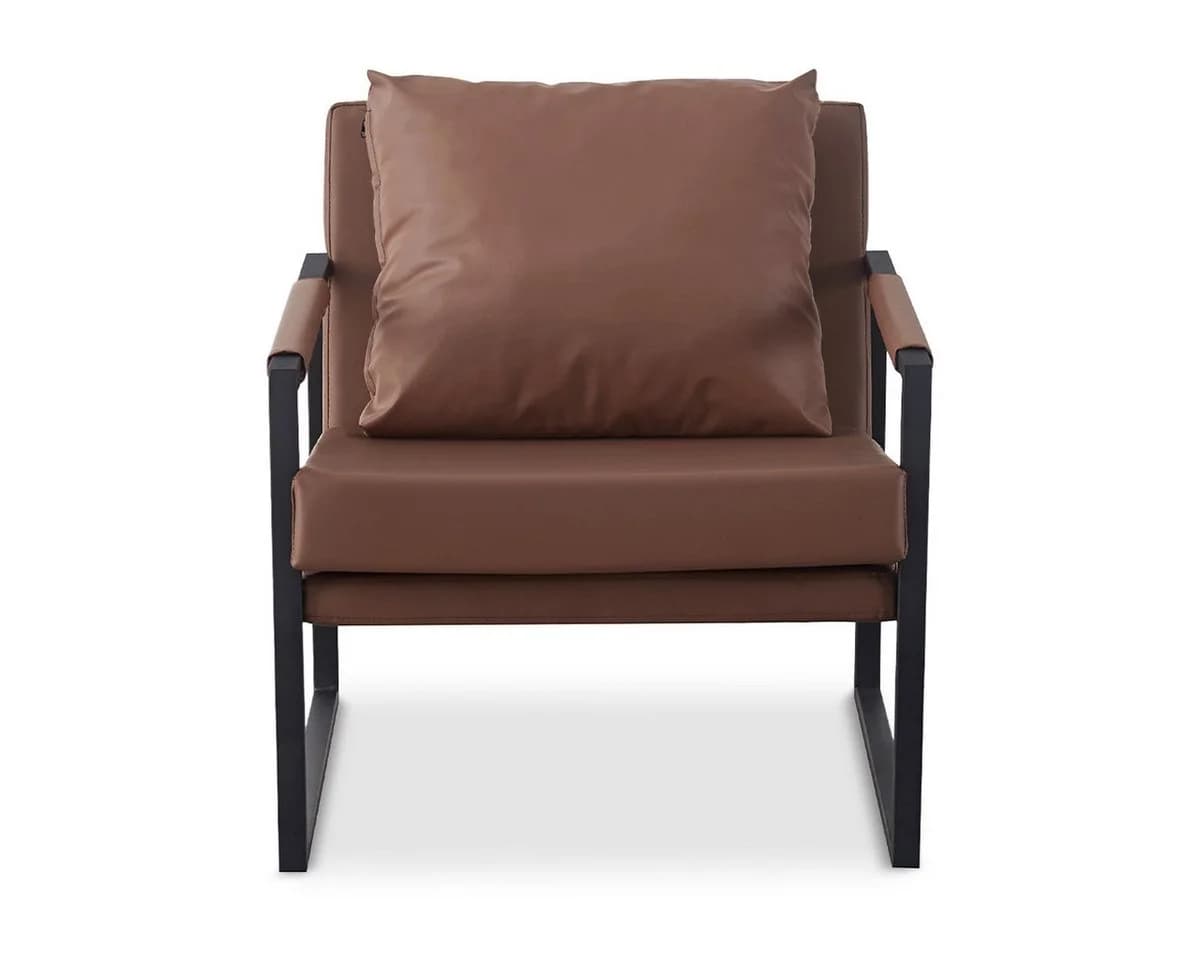 Divit Loungesessel Kunstleder Braun Metallrahmen - Bild 4