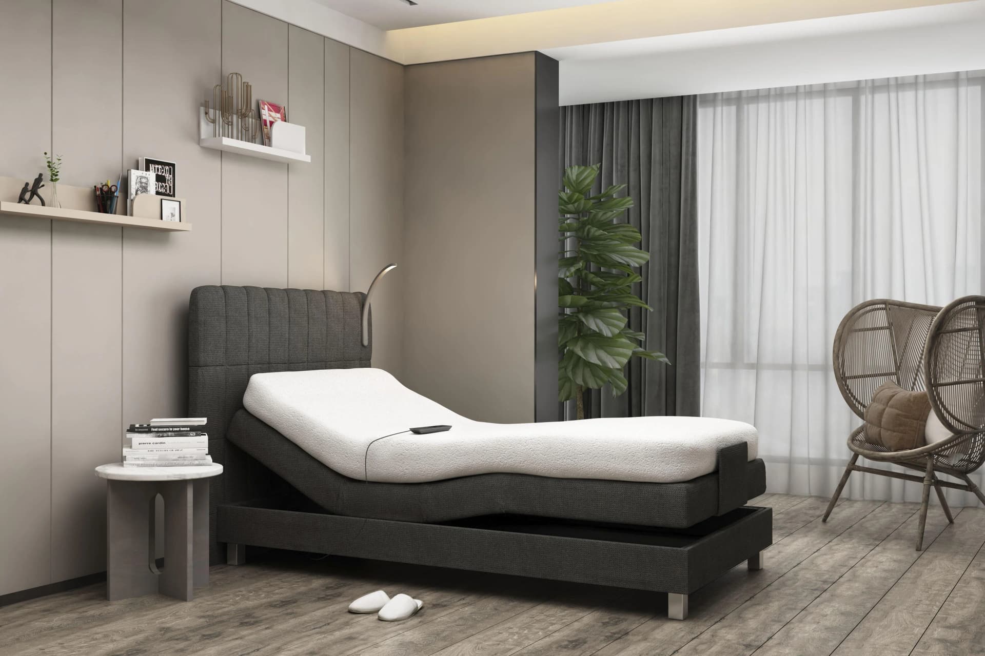 Westfalia Schlafkomfort Boxbett Schwarz Elektrisch Verstellbar mit LED