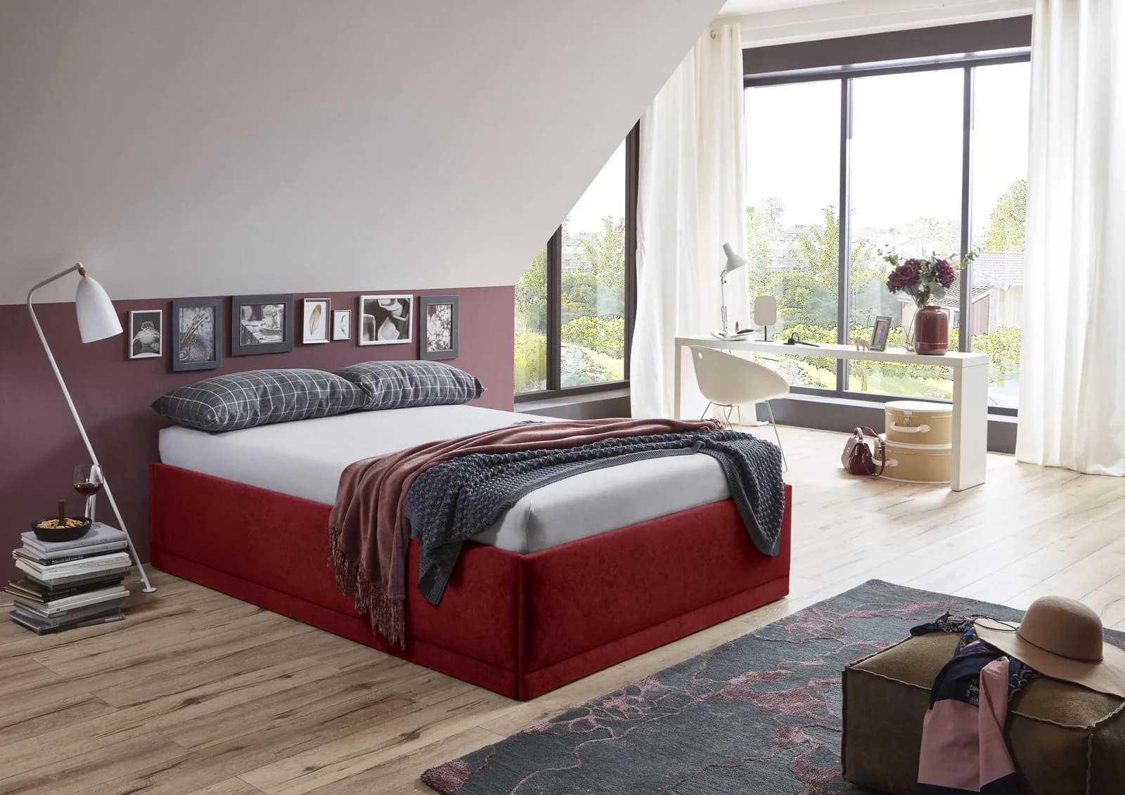 Westfalia Schlafkomfort Polsterbett Texel Bordeaux-Rot