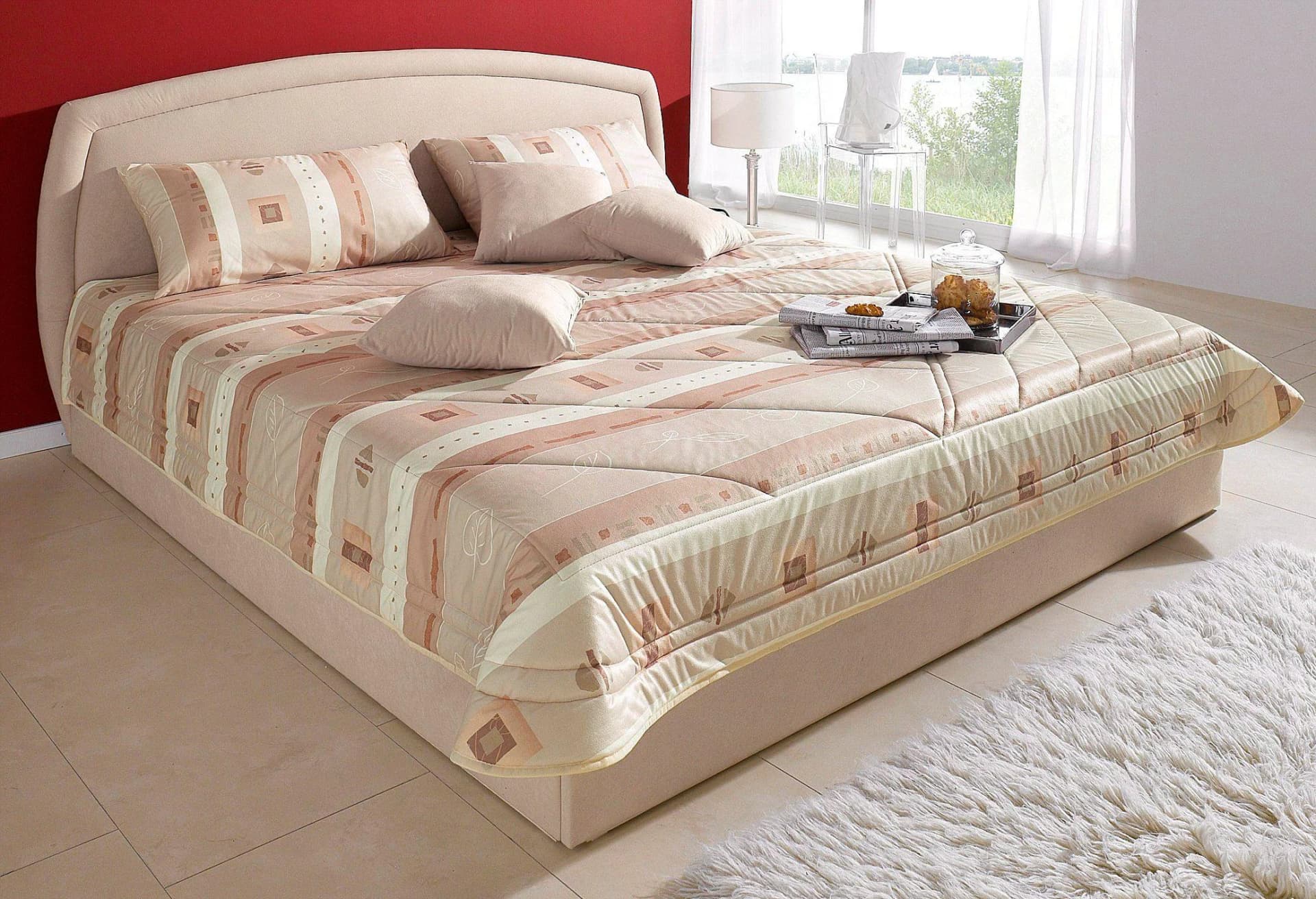Westfalia Schlafkomfort Polsterbett Beige mit Bettkasten