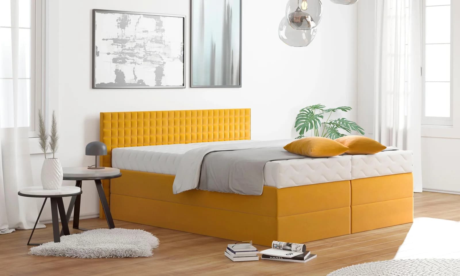Westfalia Schlafkomfort Boxspringbett Sonnengelb mit Topper