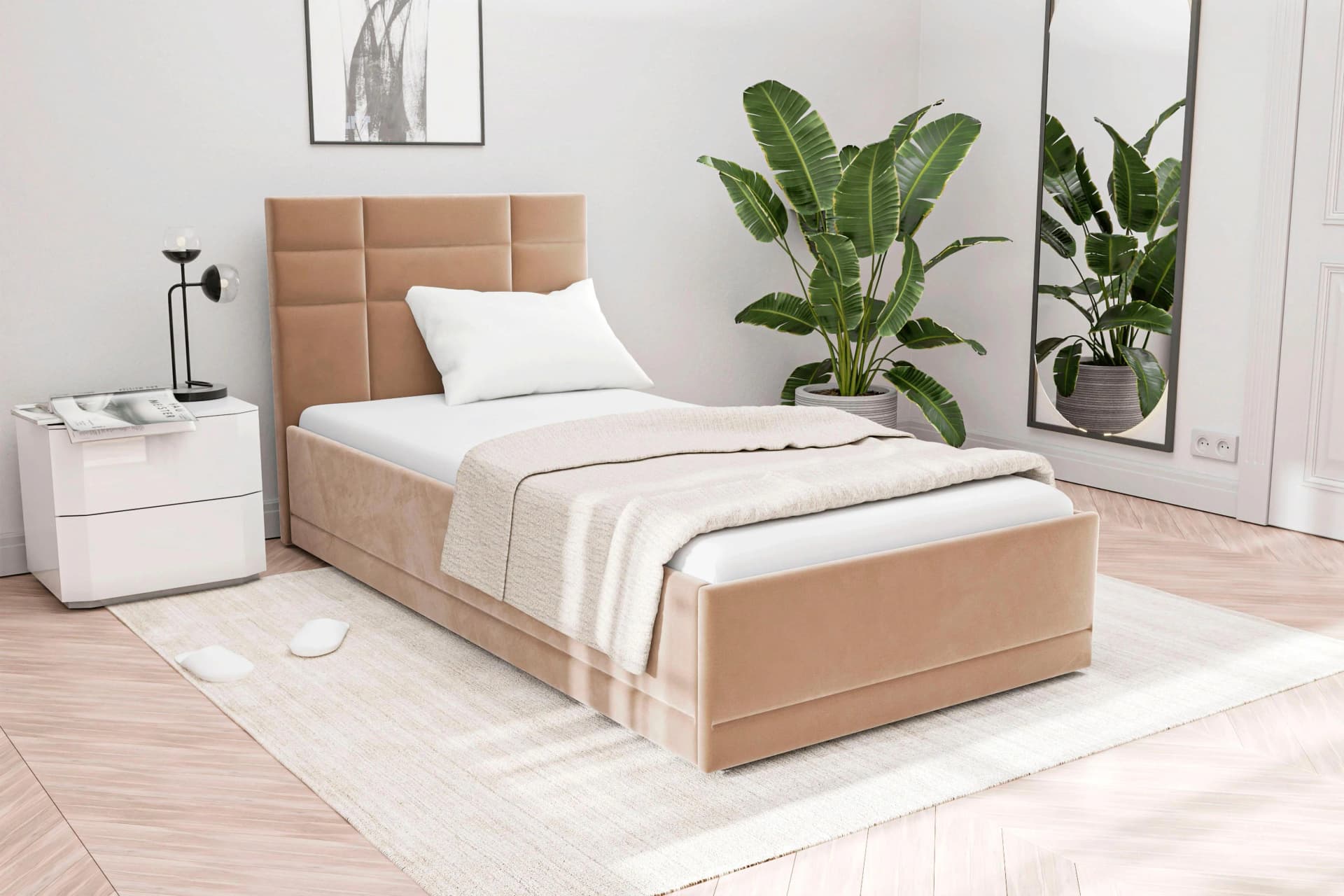 Westfalia Schlafkomfort Polsterbett Prag Beige Samtvelours
