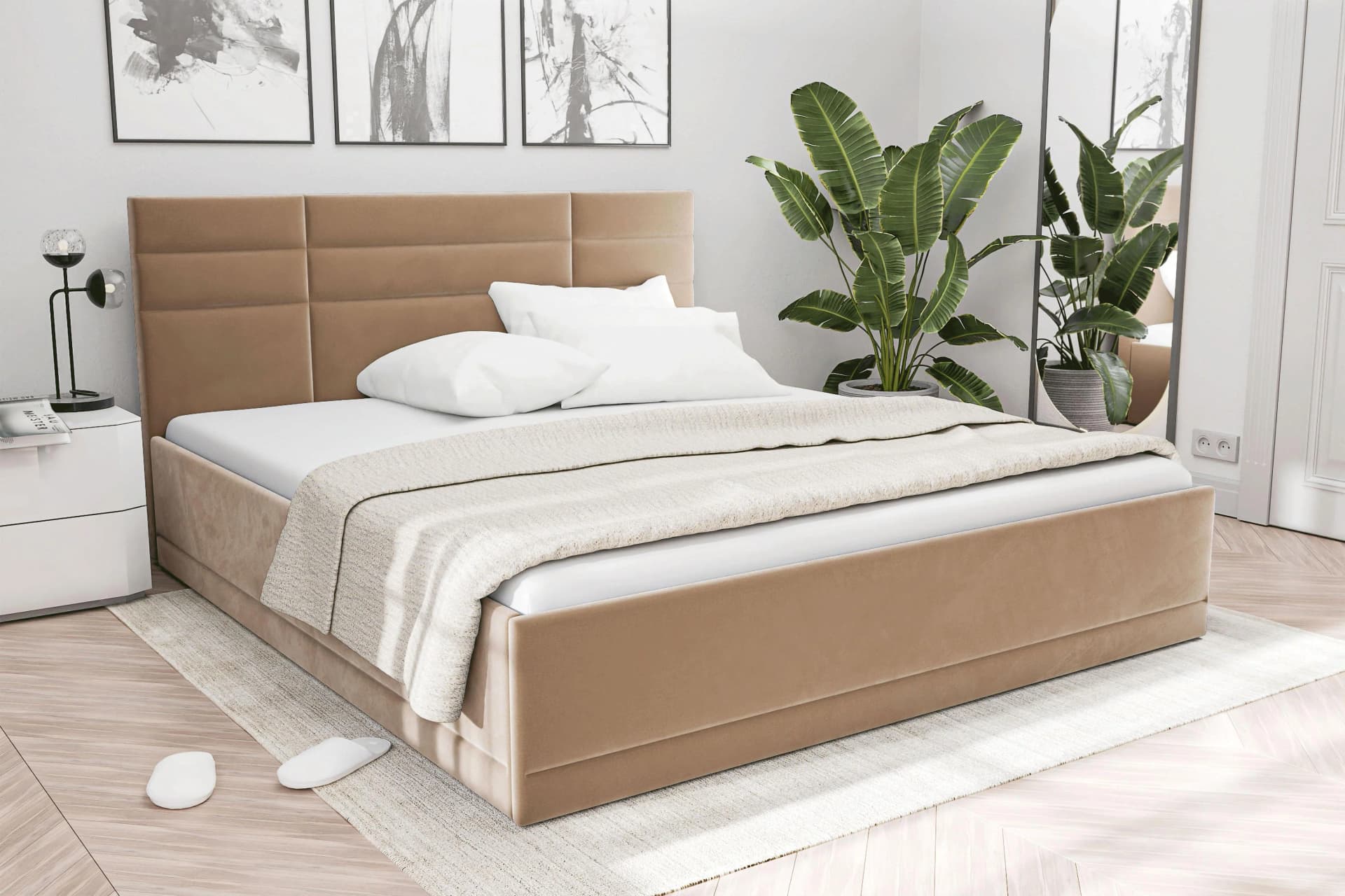 Westfalia Schlafkomfort Polsterbett Prag Beige mit Bettkasten