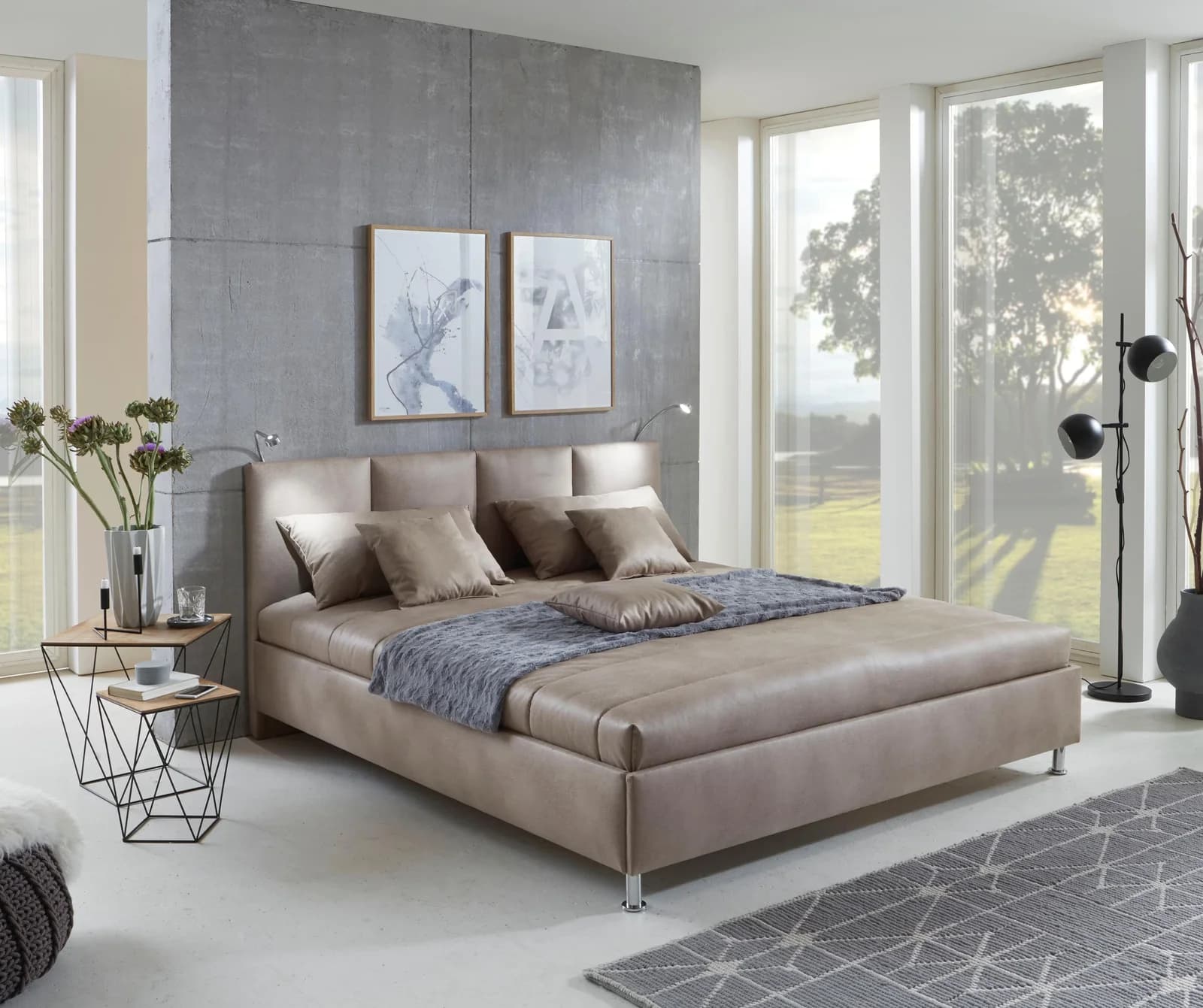 Westfalia Schlafkomfort Polsterbett Altea Beige Microvelours