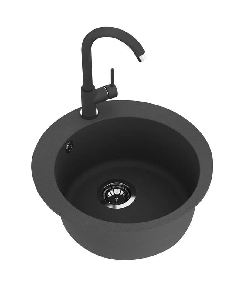 GURARI Granitspüle Schwarz Einbau Granitspüle - Bild 3