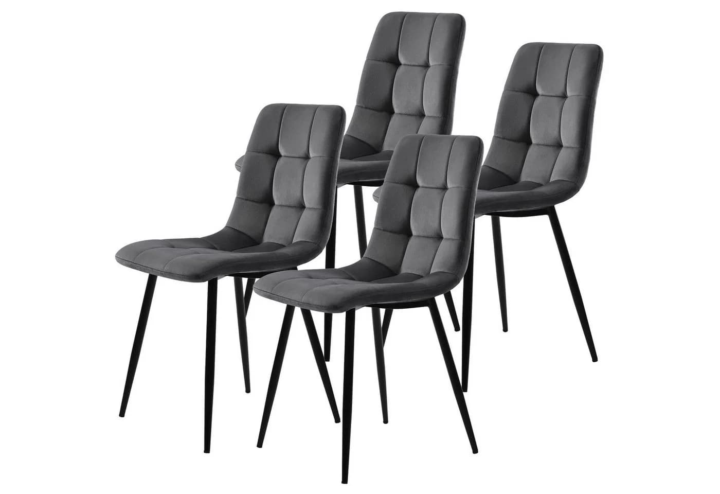 FUROKOY Esszimmerstuhl 4er Set Grau Samt Metall - Bild 2