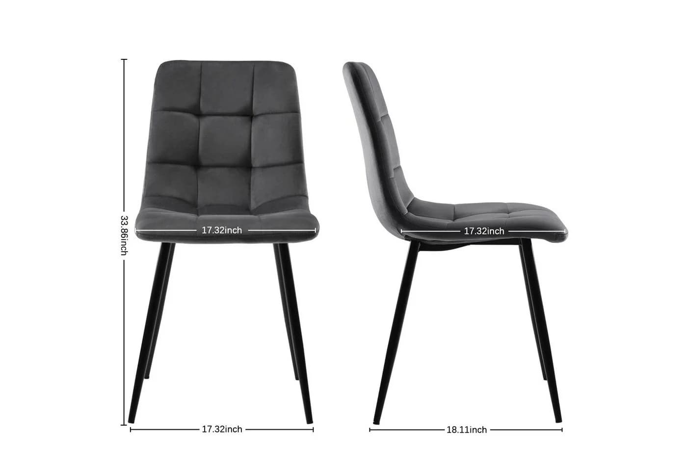 FUROKOY Esszimmerstuhl 4er Set Grau Samt Metall - Bild 3