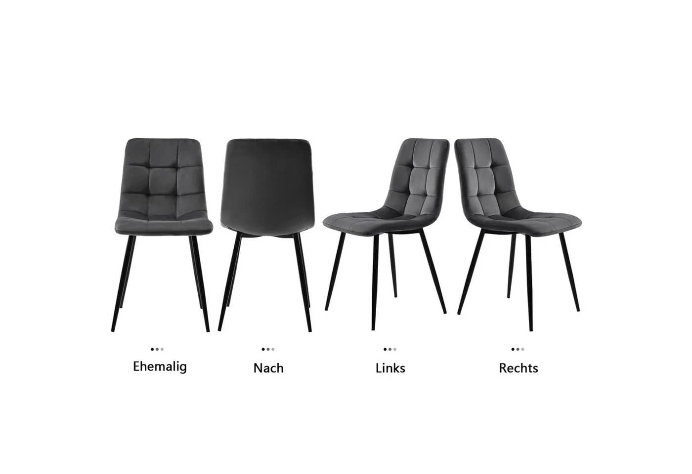 FUROKOY Esszimmerstuhl 4er Set Grau Samt Metall - Bild 4