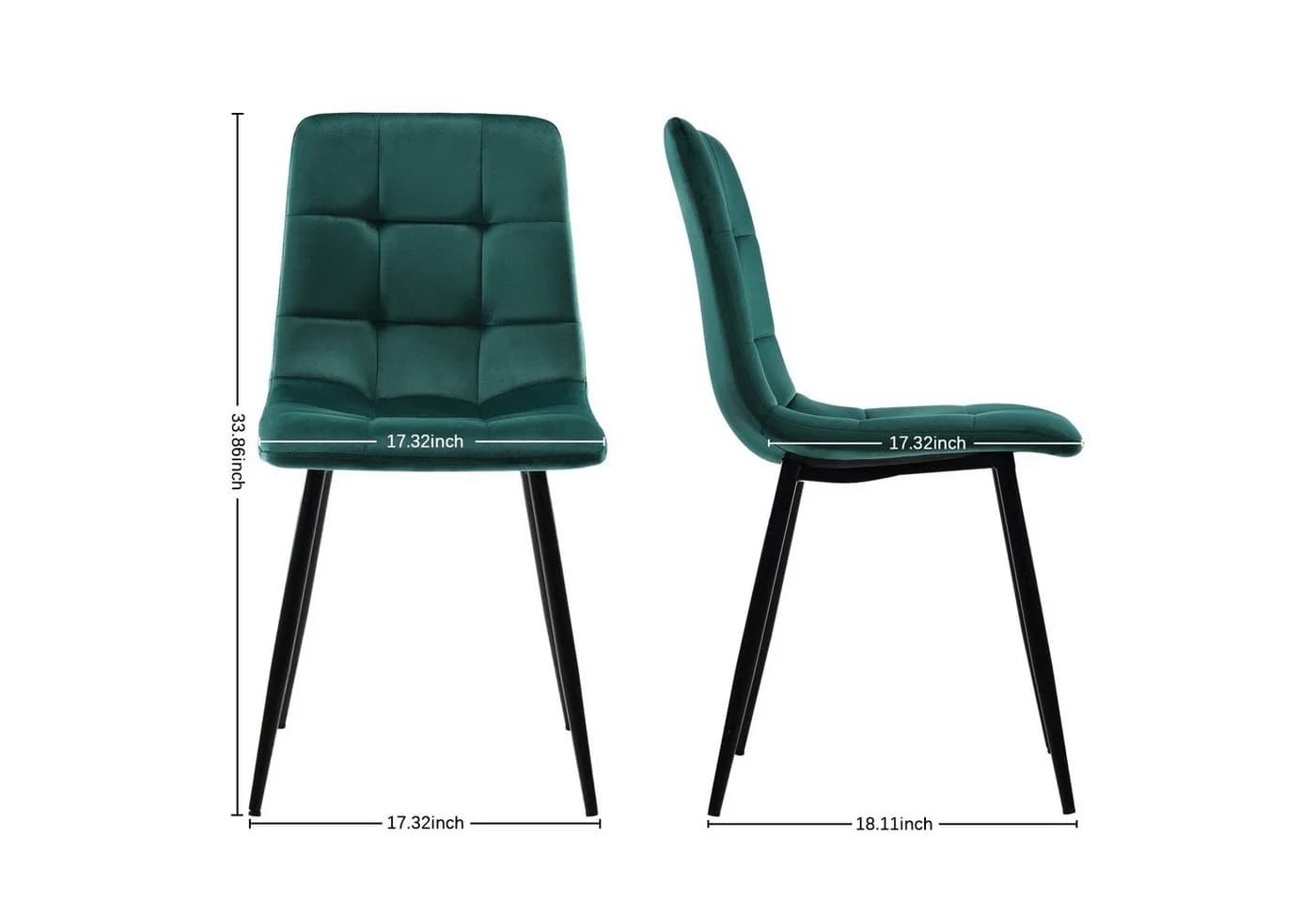FUROKOY Esszimmerstuhl 4er Set Samt Metall Grün Modern - Bild 3