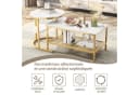 FUROKOY Couchtisch 2er-Set Marmoroptik Weiß-Gold Stapelbar Bild 5