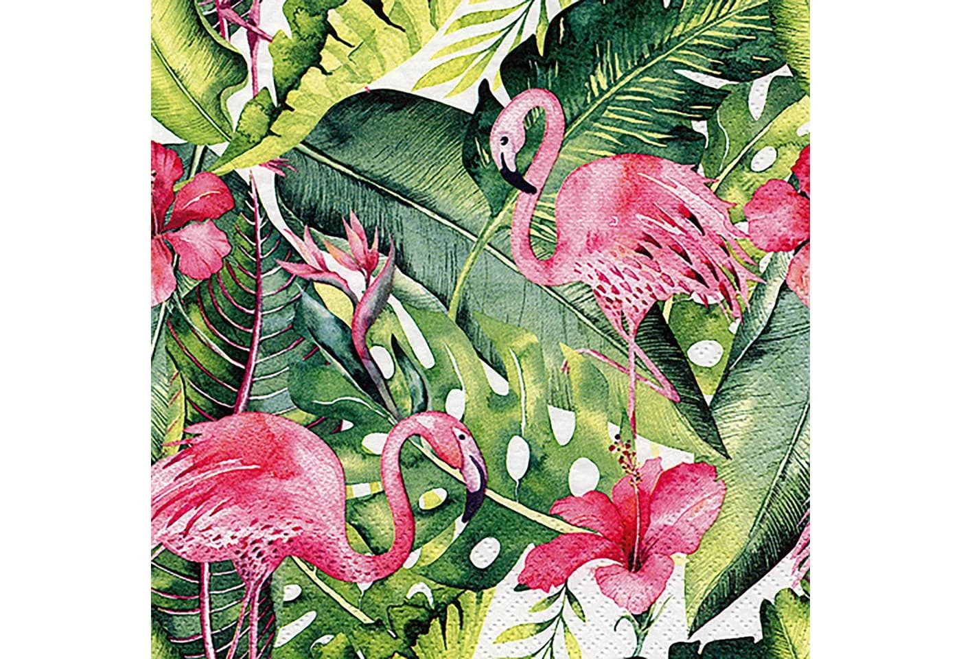 ti-flair Papierserviette 3-lagig Flamingo Motiv Rosa Grün 33x33cm