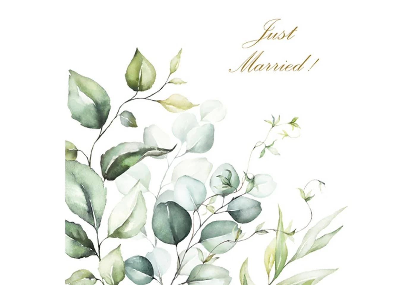 ti-flair Papierserviette 33x33cm 3-lagig Eukalyptus Just Married 20 Stk