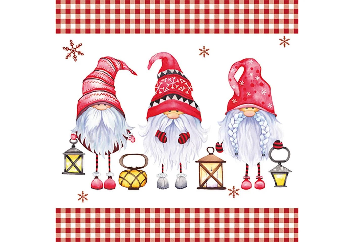 ti-flair Papierserviette Weihnachtszwerge 33x33cm 20 Stück Weiß/Rot
