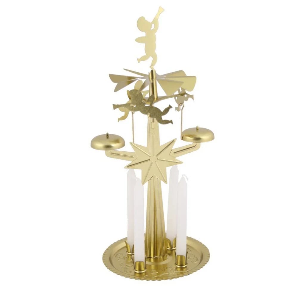 KNOX Adventsleuchter Lichterglockenspiel Metall Engel Gold/Weiß
