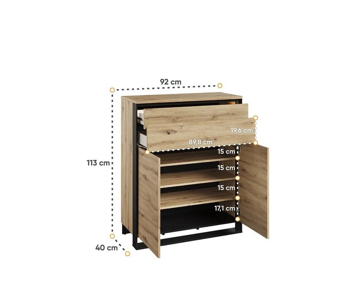 Compleo Garderoben-Set LIMA Loft Stil Schwarz/Eiche - Bild 5