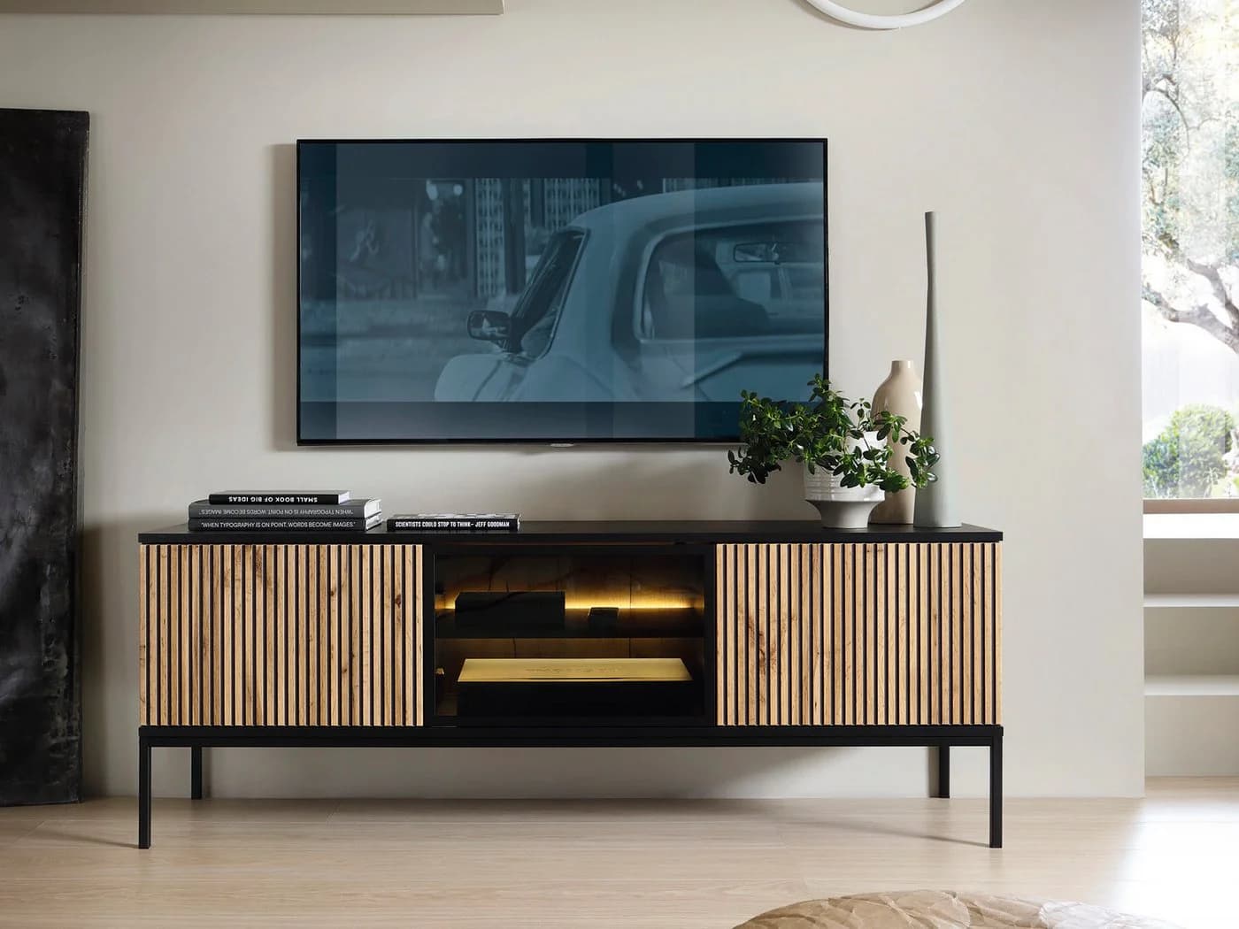 Compleo TV-Schrank LINO Modern mit geriffelter Front und Push-to-open