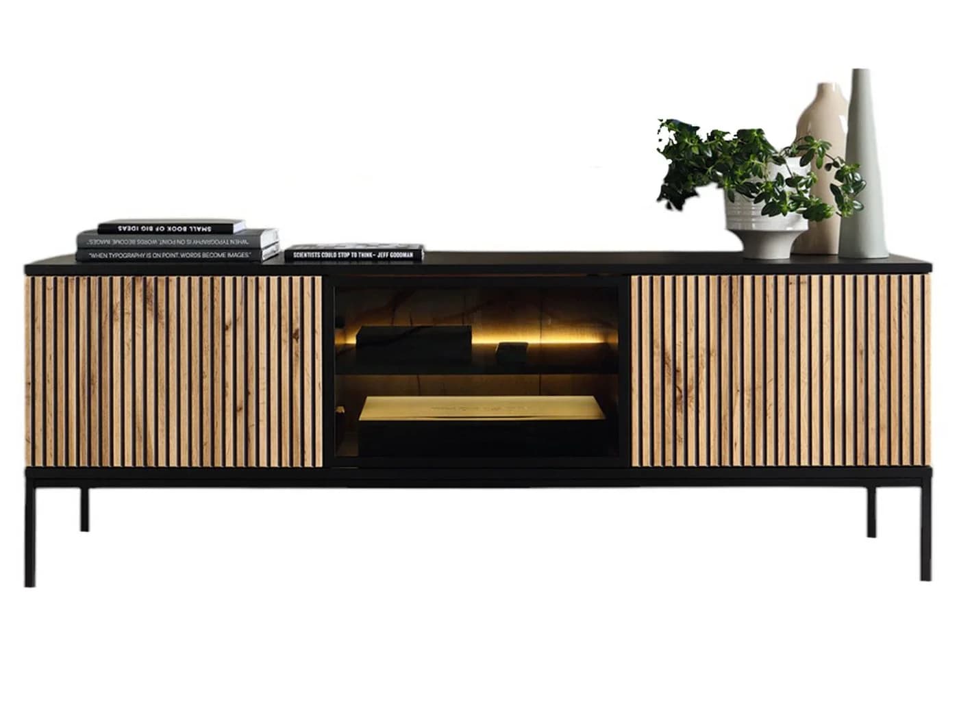 Compleo TV-Schrank LINO Modern mit geriffelter Front und Push-to-open - Bild 2