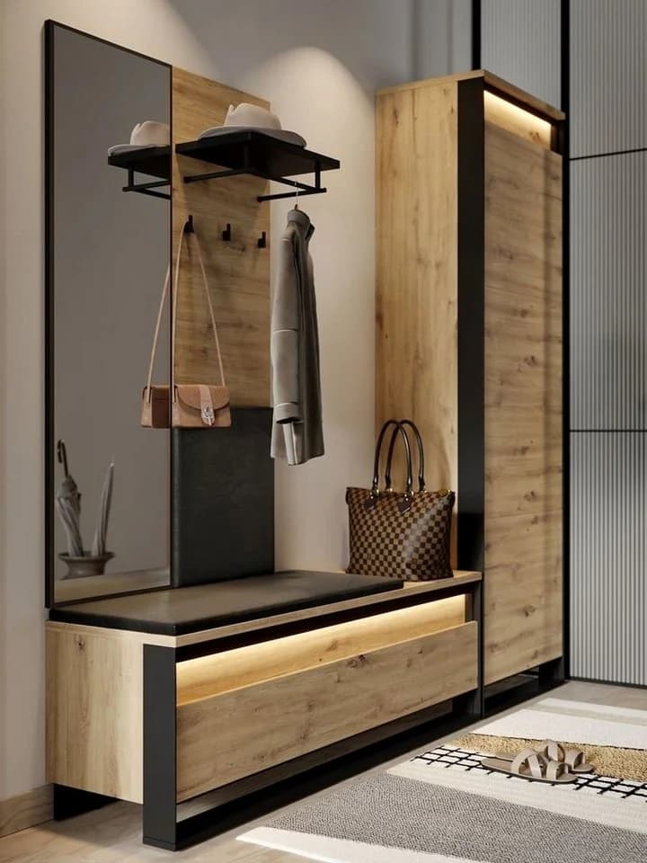 Compleo Kleiderschrank für den Flur LIMA, Öffnungssystem push to open, LED-Beleuchtung Loft Stil - Bild 3