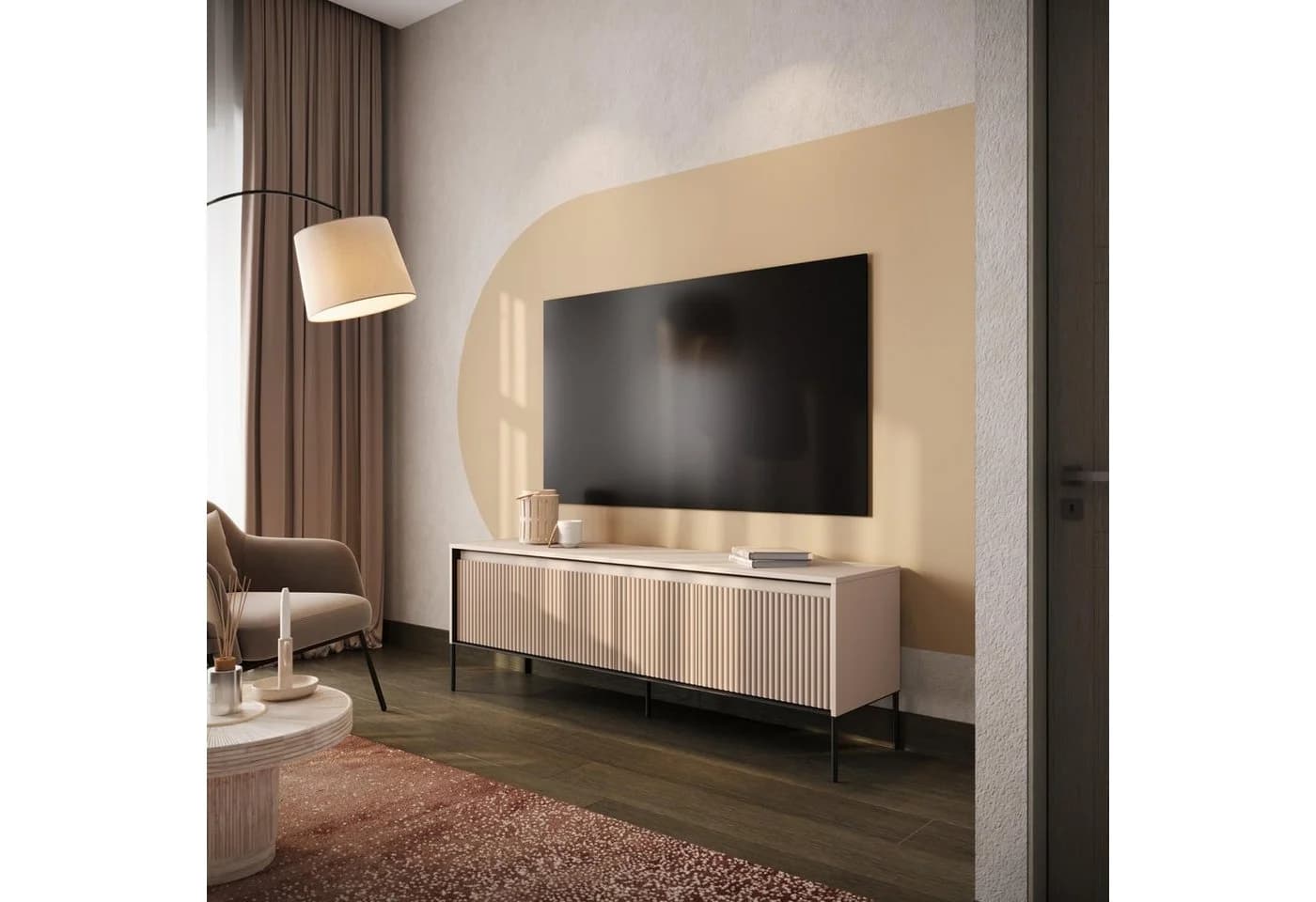 Compleo TV-Schrank FLORE Beige 4 Türen Push-to-open