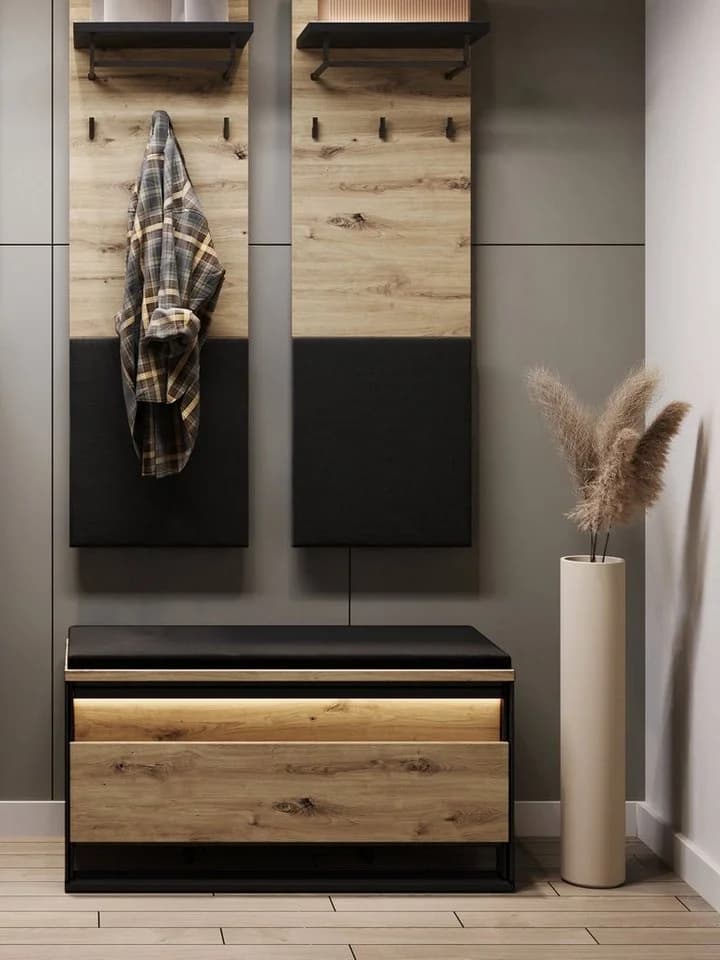 Compleo Sitzbank LIMA mit Stauraum und LED-Leiste Schwarz/Eiche - Bild 5