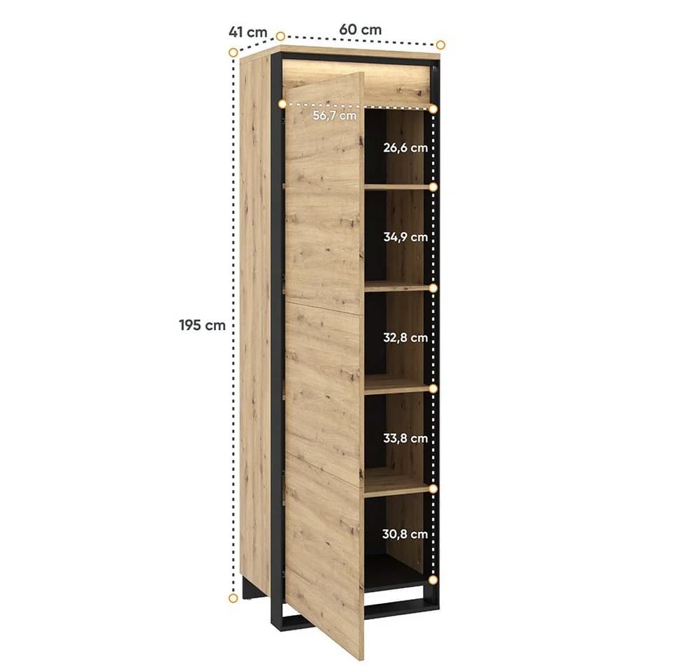 Compleo Kleiderschrank LIMA Schwarz Push-to-Open Modern Loft - Bild 5