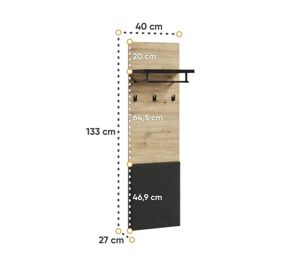 Compleo Garderoben-Set LIMA Loft Schwarz Eiche artisan mit LED - Bild 3