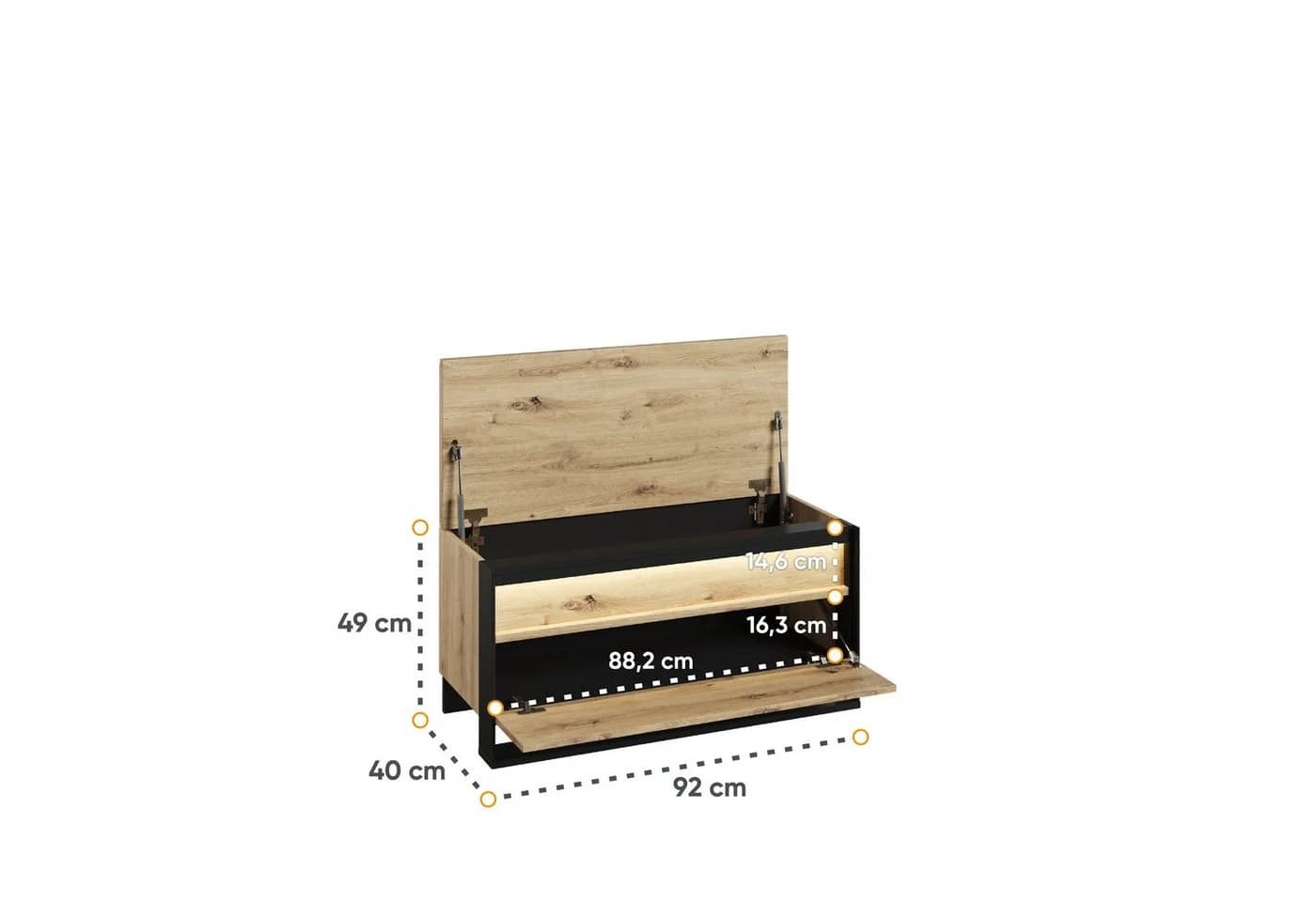 Compleo Garderoben-Set LIMA Loft Schwarz Eiche artisan mit LED - Bild 5