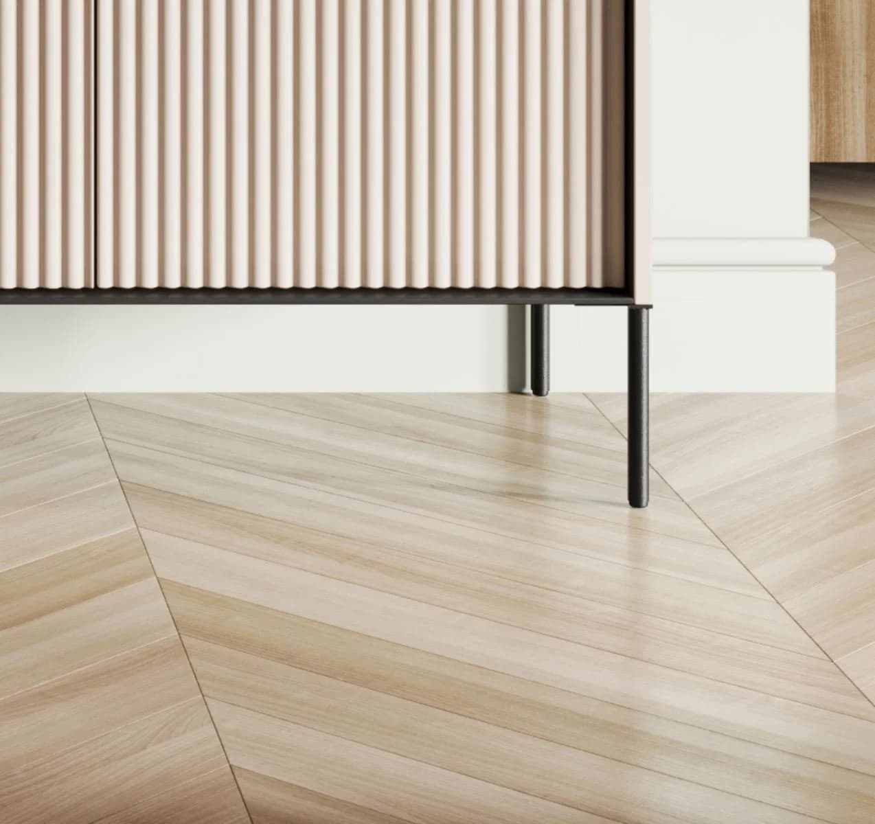 Compleo Kommode FLORE Beige mit 3 Schubladen und geriffelter Front - Bild 3