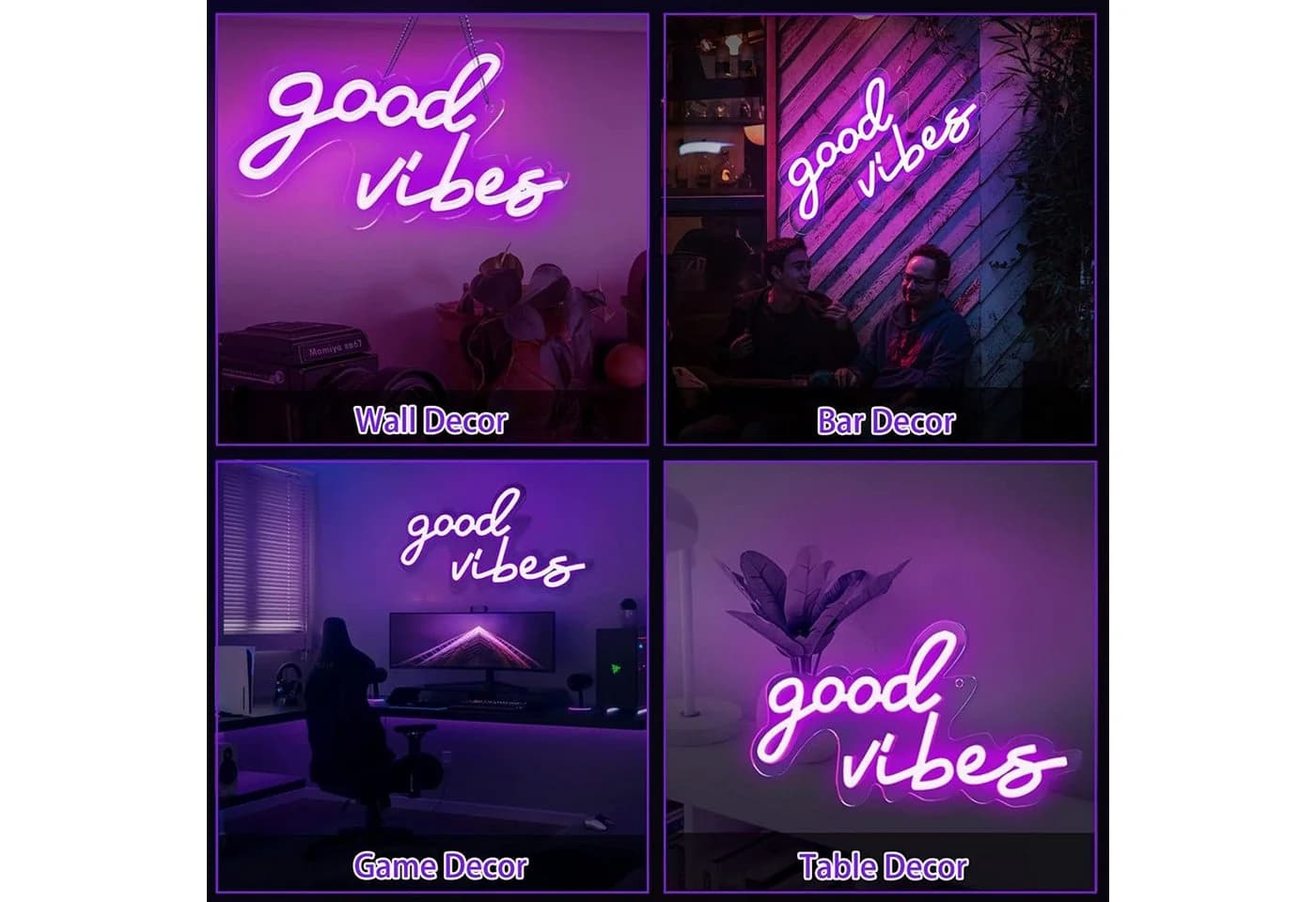 SOLIDEE LED-Neonschild „Good Vibes“ Violett Dimmbar USB - Bild 4