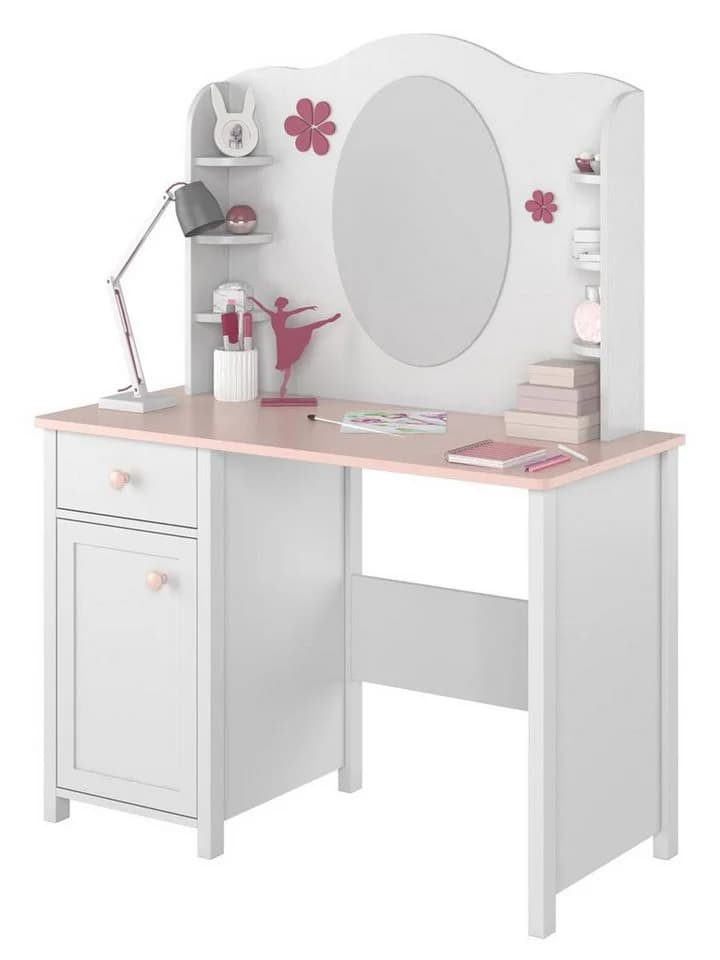 Compleo Kinderschreibtisch LARA mit Schminktisch Weiß/Rosa - Bild 2