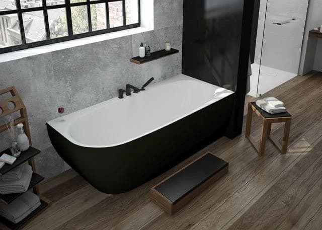 Hoesch Badewanne iSensi Eck 1600x750 Monolith rechts mit Befüllung in Chrom