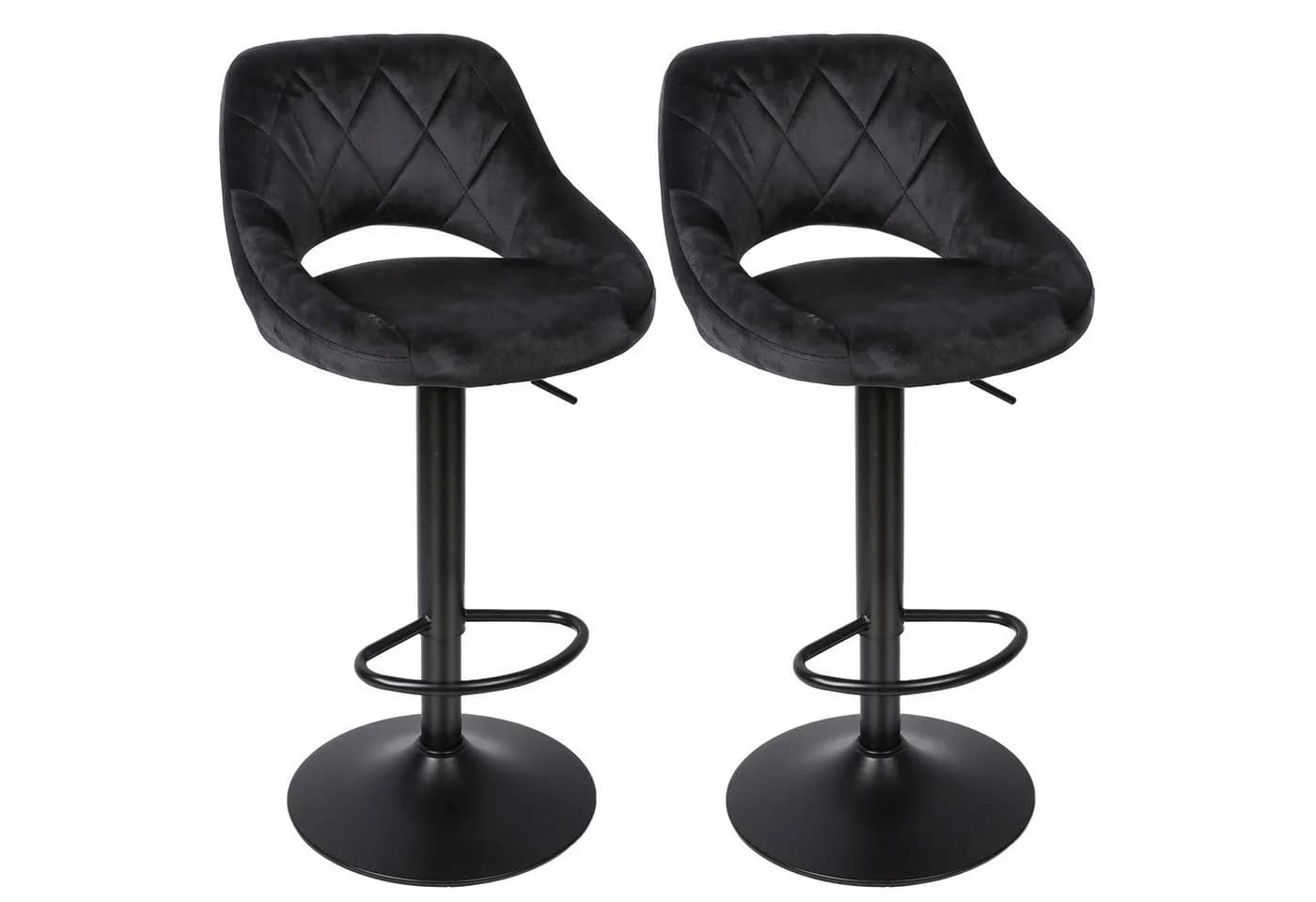 JEOBEST Barhocker Set 2 St. Samt Schwarz Höhenverstellbar - Bild 2