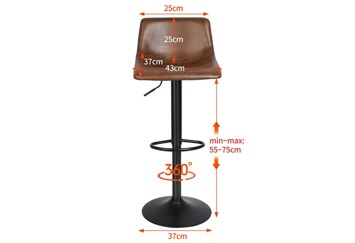 JEOBEST Barhocker Retro Bistrohocker Tresenhocker Braunes Wildleder - Bild 5