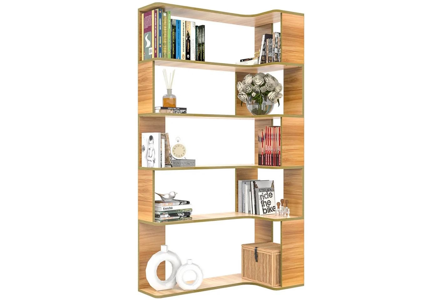 JEOBEST Eckregal 5-stufiges Bücherregal Modernes Display Unit - Bild 2