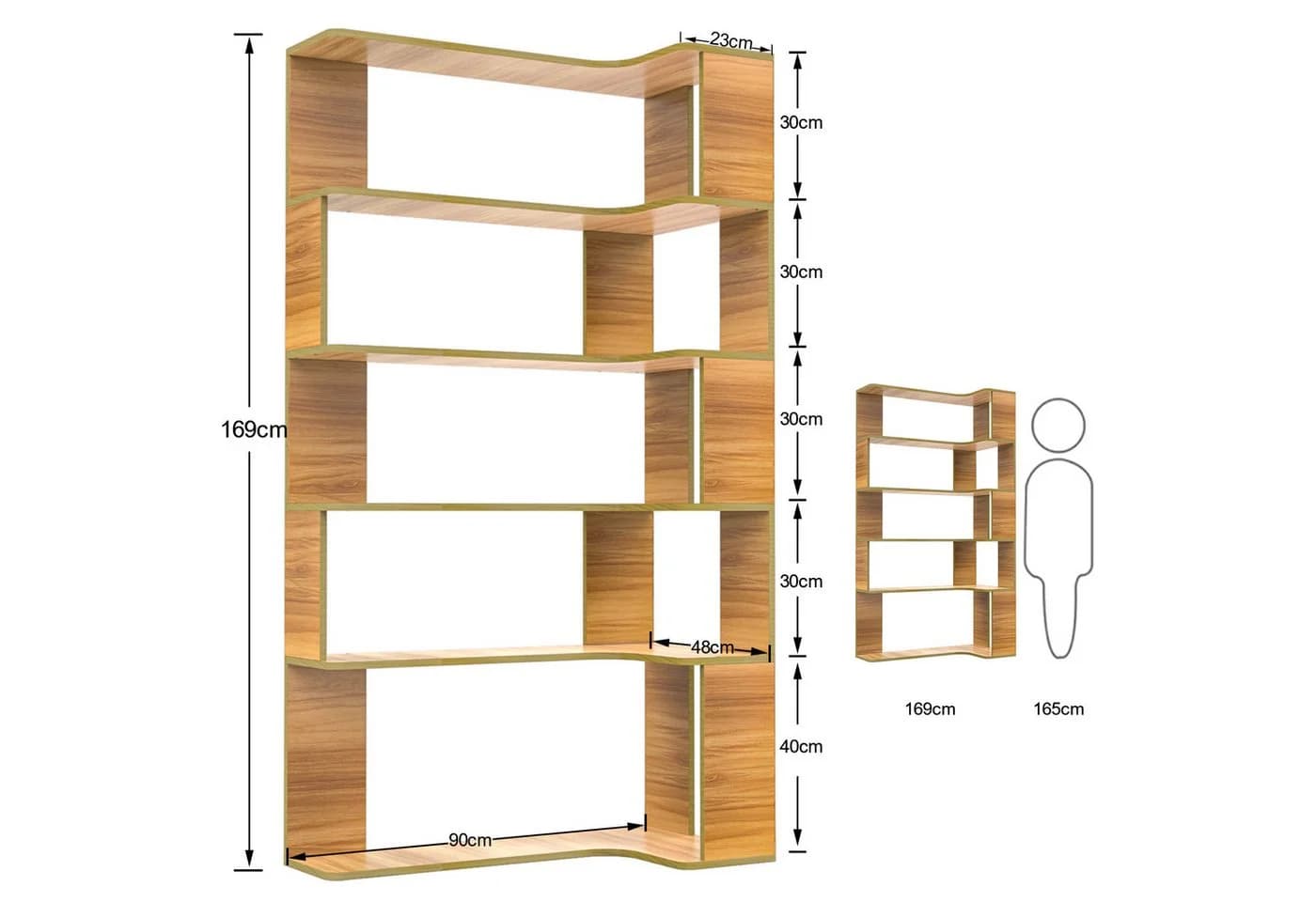 JEOBEST Eckregal 5-stufiges Bücherregal Modernes Display Unit - Bild 3