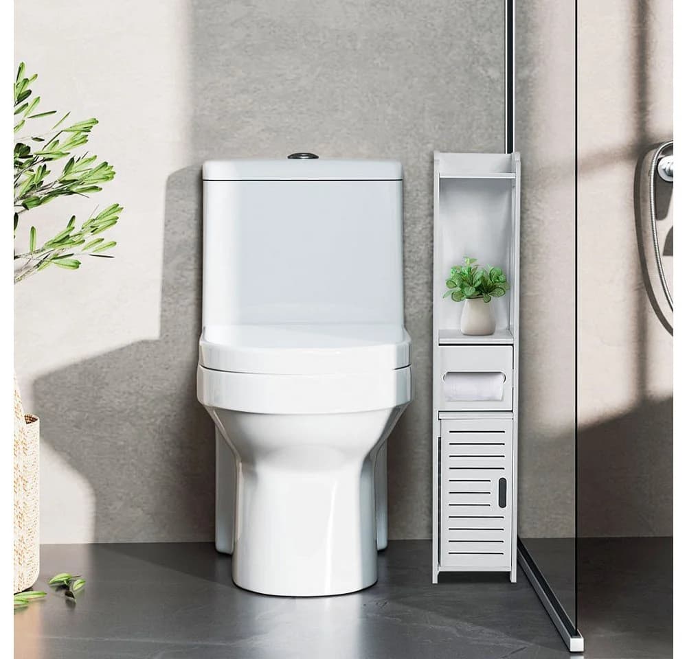 JEOBEST Badkommode Badezimmerschrank mit Toilettenpapierhalter