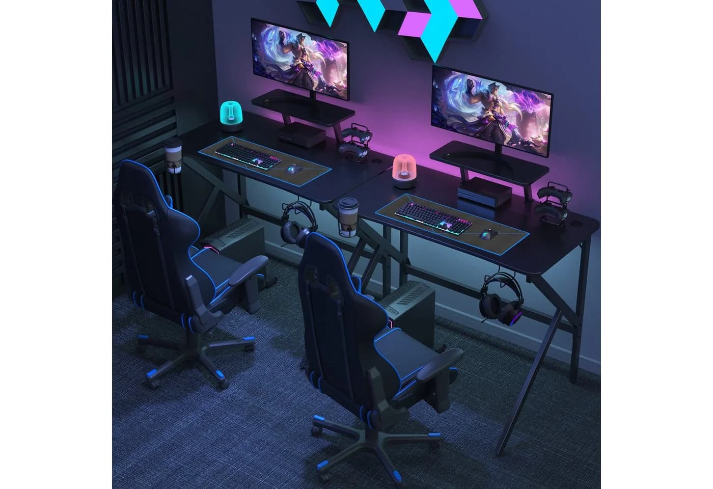 JEOBEST Gamingtisch Computertisch Schwarz mit USB-Anschlüssen - Bild 5