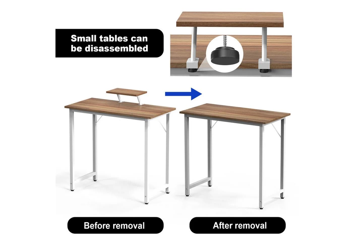 JEOBEST Computertisch Schreibtisch 80x40cm Braun mit Monitorständer