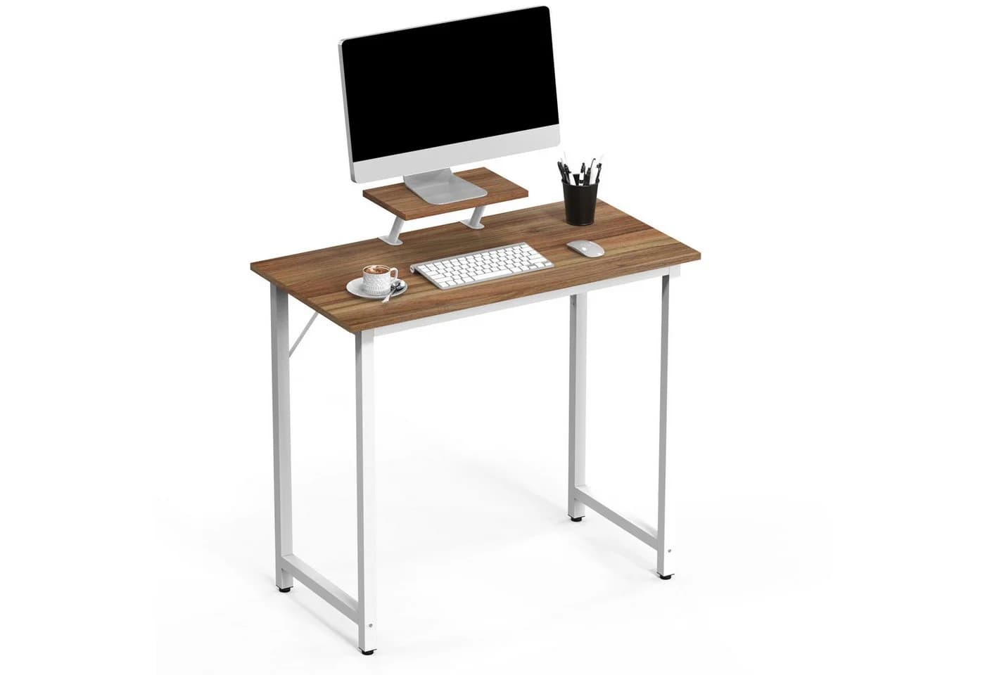 JEOBEST Computertisch Schreibtisch 80x40cm Braun mit Monitorständer - Bild 2