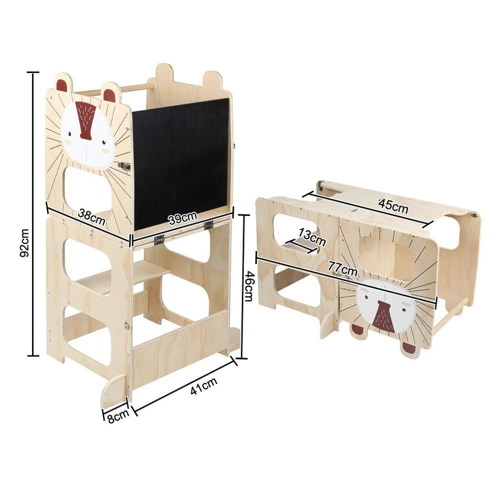 JEOBEST 3-in-1 Lernturm mit Kreidetafel und Stauraum - Bild 4