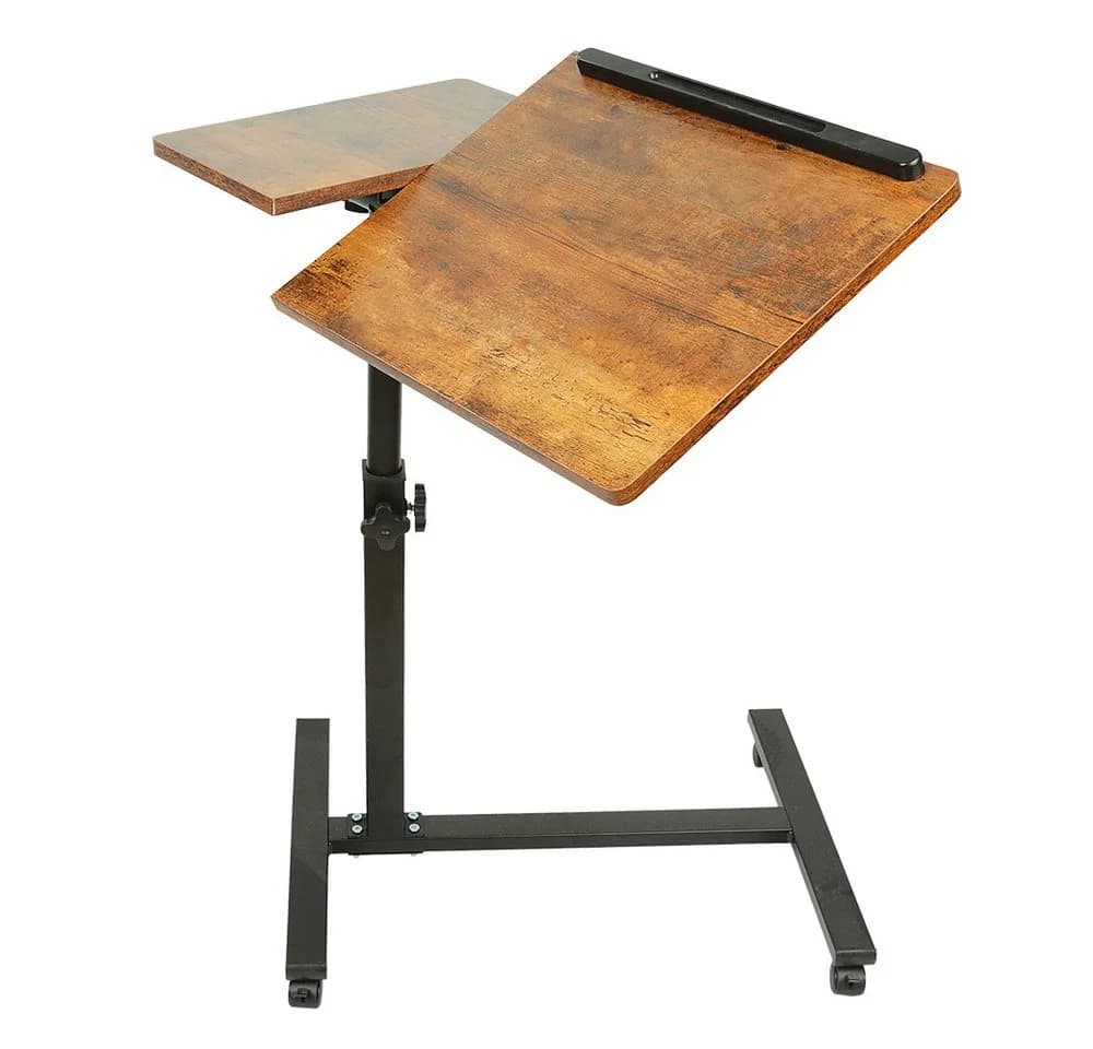 JEOBEST Laptoptisch Beistelltisch Mit Rollen, C-förmiger Couchtisch mit Holzplatte, Höhenverstellbar - Bild 5