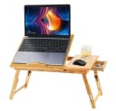 JEOBEST Laptoptisch Bambus, Höhenverstellbar, Klappbare Schublade Bild 2