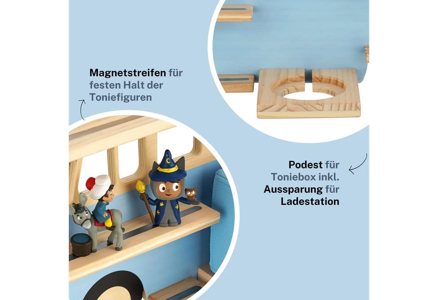 Little Goldie Kinderregal für Toniebox 1 & 2 mit 30 Tonies Halterung - Bus Motiv - Bild 4