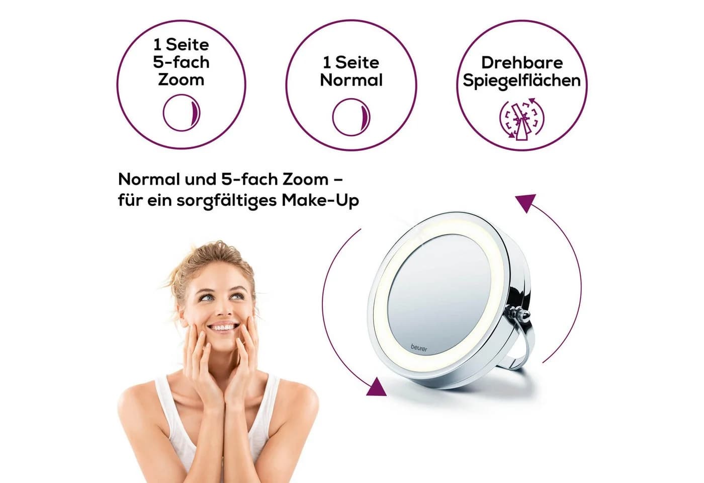 BEURER Kosmetikspiegel BS 59 mit LED-Beleuchtung & 5-fach Vergrößerung - Bild 4